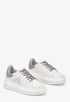 Biało-Szare Sneakersy w Cyrkonie na Grubej Podeszwie Nicala