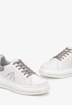 Biało-Szare Sneakersy w Cyrkonie na Grubej Podeszwie Nicala