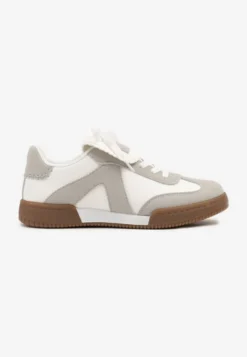 Biało-Szare Sneakersy w Stylu Tenisówek z Szerokim Językiem Alarila