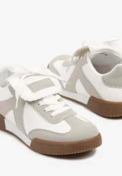 Biało-Szare Sneakersy w Stylu Tenisówek z Szerokim Językiem Alarila