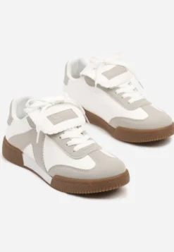 Biało-Szare Sneakersy w Stylu Tenisówek z Szerokim Językiem Alarila