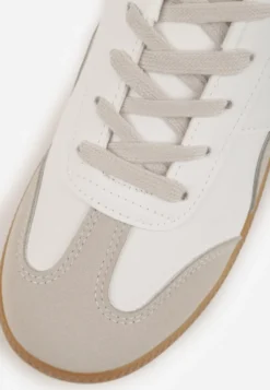 Biało-Szare Sneakersy z Ozdobnymi Przeszyciami przed Kostkę Redala
