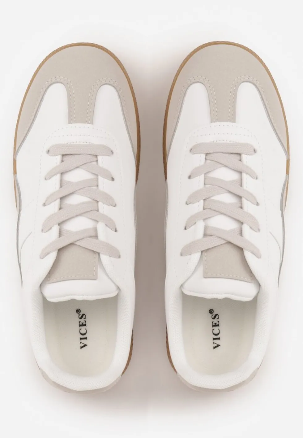 Biało-Szare Sneakersy z Ozdobnymi Przeszyciami przed Kostkę Redala