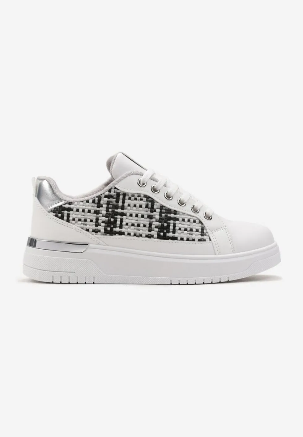 Biało-Szare Sneakersy z Przeplataną Wstawką Olimua