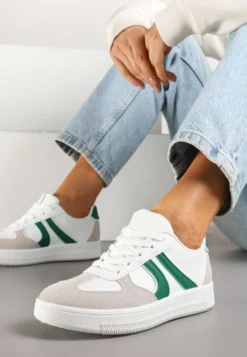 Biało-Zielone Sneakersy Klasyczne Tenisówki Setinora
