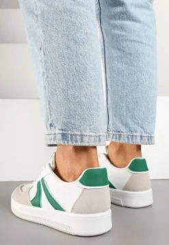 Biało-Zielone Sneakersy Klasyczne Tenisówki Setinora