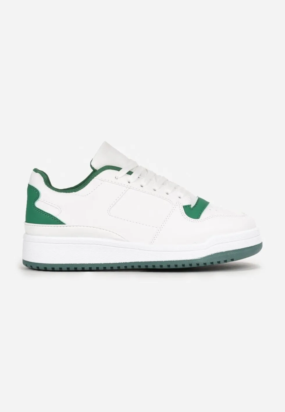 Biało-Zielone Sneakersy z Perforacją na Nosku i Wstawkami na Zapiętku Favisi