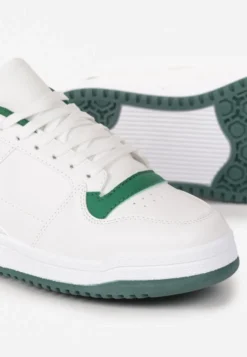 Biało-Zielone Sneakersy z Perforacją na Nosku i Wstawkami na Zapiętku Favisi