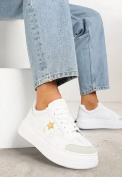 Biało-Złote Sneakersy Vices na Platformie z Gwiazdką Fenarra