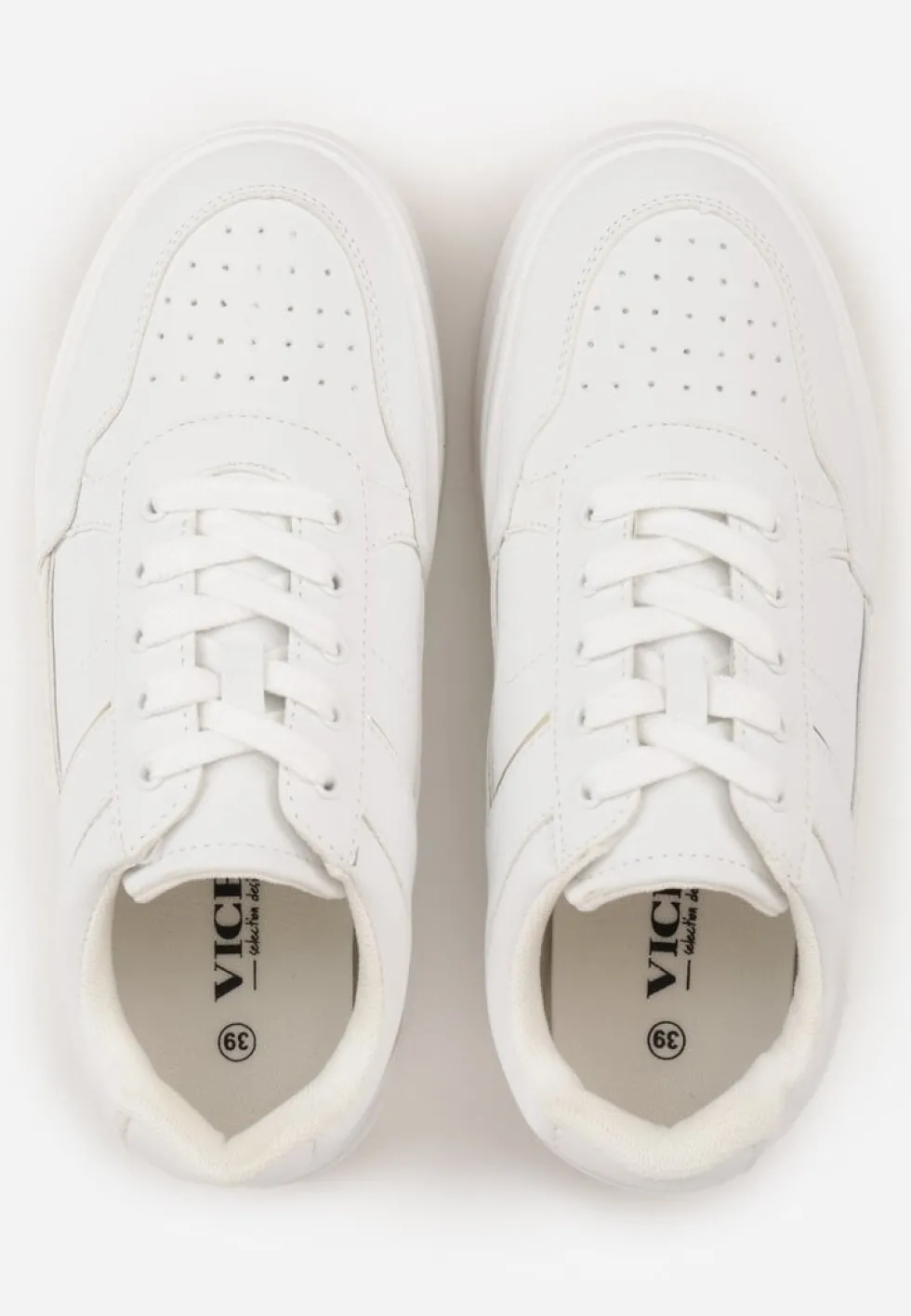 Biało-Złote Sneakersy Vices na Platformie Ozdobione Metalicznymi Aplikacjami Nelanil