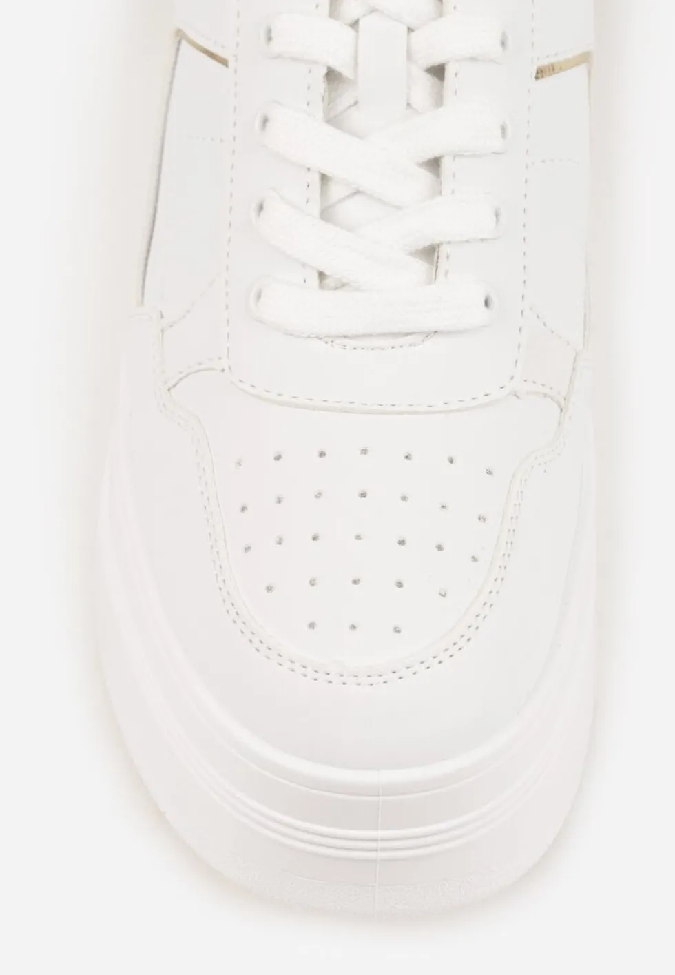 Biało-Złote Sneakersy Vices na Platformie Ozdobione Metalicznymi Aplikacjami Nelanil