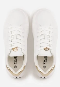 Biało-Złote Sneakersy VICES Ozdobione Gwiazdą i Błyszczącą Wstawką Oranatta