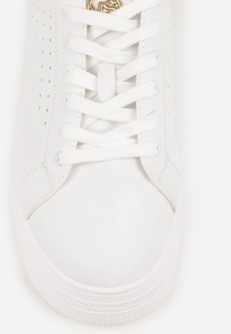 Biało-Złote Sneakersy VICES Ozdobione Gwiazdą i Błyszczącą Wstawką Oranatta
