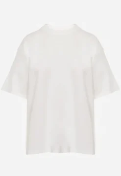 Biały Basicowy T-shirt z Bawełny Meranissea