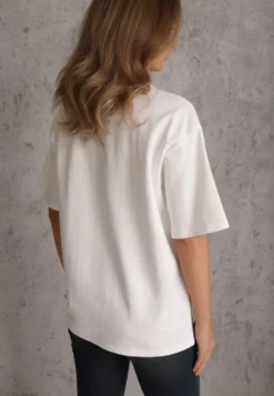 Biały Basicowy T-shirt z Bawełny Meranissea
