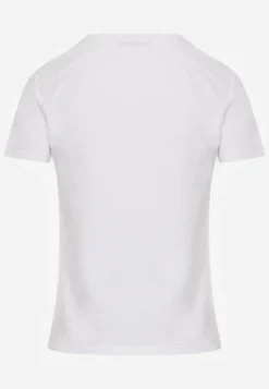 Biały Bawełniany T-shirt o Gładkim Wykończeniu i Prostym Fasonie Melamene