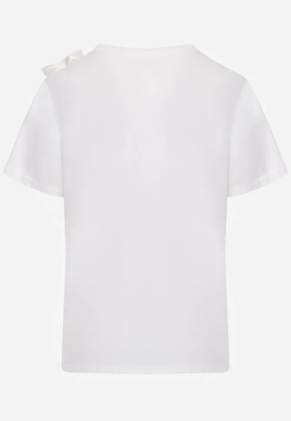Biały Bawełniany T-shirt o Klasycznym Kroju z Kwiatowymi Aplikacjami 3D Morgane