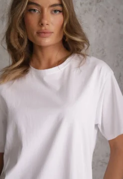 Biały Bawełniany T-shirt o Kroju Oversize Neduna