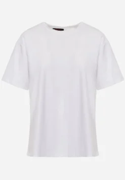 Biały Bawełniany T-shirt o Kroju Oversize Neduna
