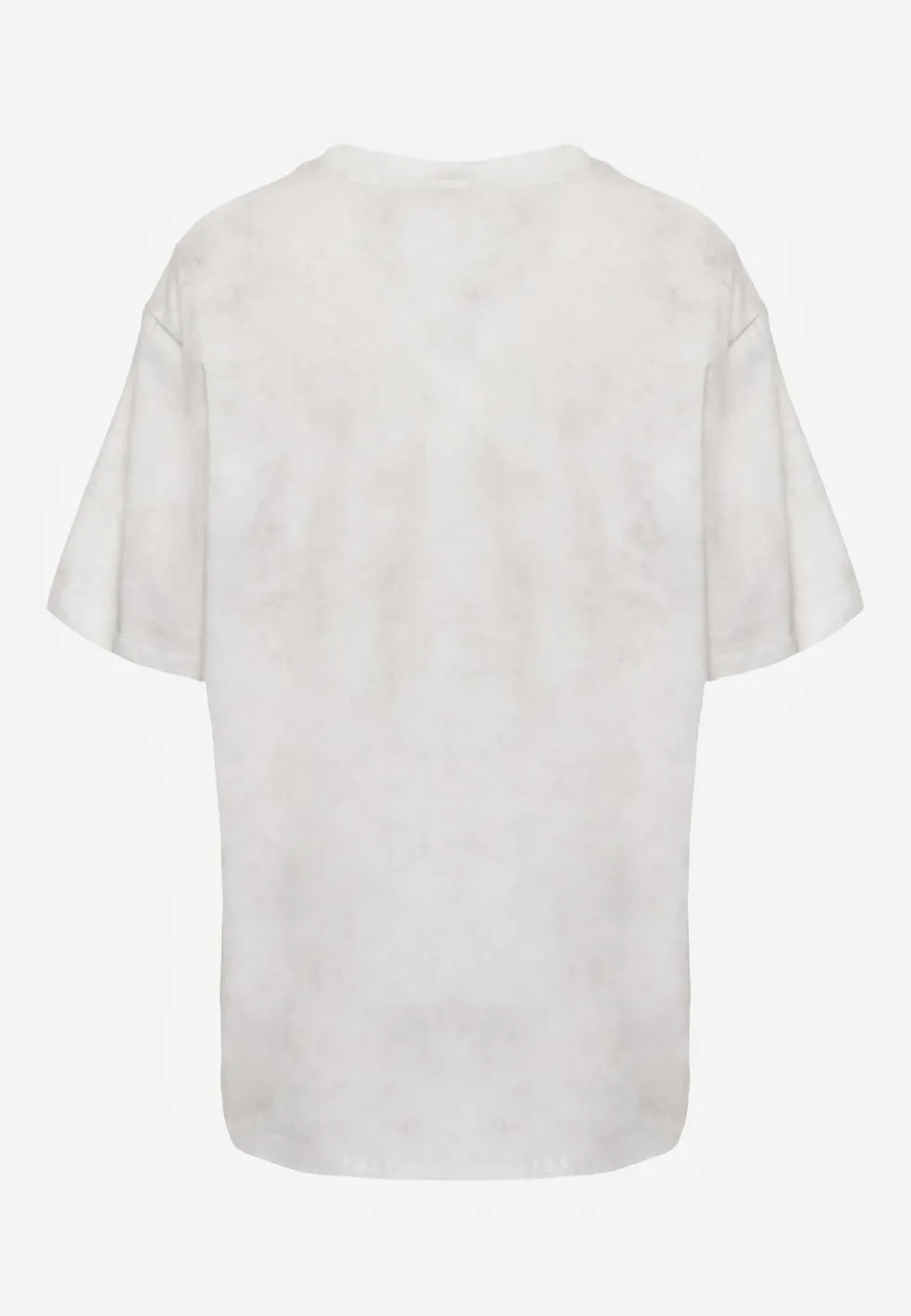 Biały Bawełniany T-shirt Oversize z Haftowanym Napisem z Cekinami Talomora