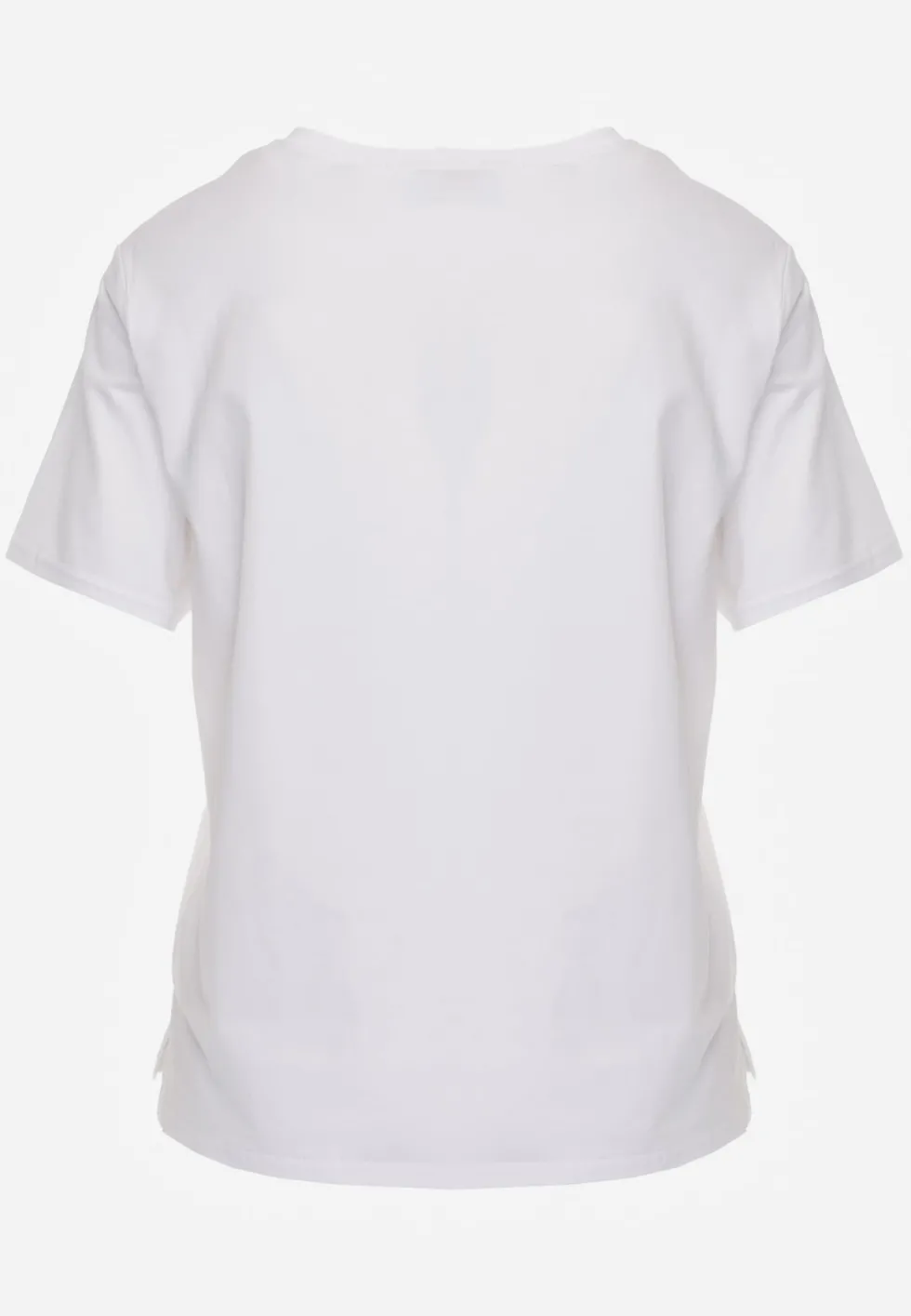 Biały Bawełniany T-shirt Ozdobiony po Bokach Rozcięciami Brinelle