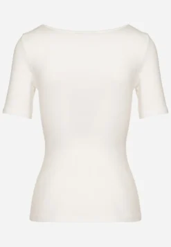 Biały Bawełniany T-shirt Prążkowany z Guzikami Florvivi