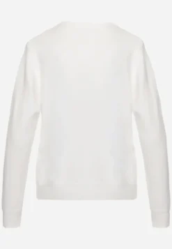 Biały Casualowy Sweter o Klasycznym Fasonie z Okrągłym Dekoltem Pilare
