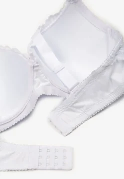 Biały Koronkowy Biustonosz o Kroju Full Cup z Ozdobną Kokardką Doriri