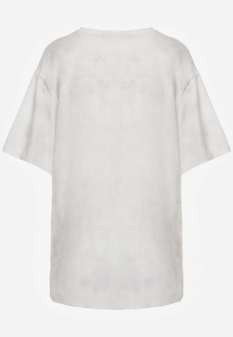 Biały Oversizowy T-shirt z Bawełny Zdobiony Haftem z Cekinami Marivia