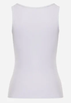 Biały Top Bawełniany z Ozdobną Koronką Kamlyn
