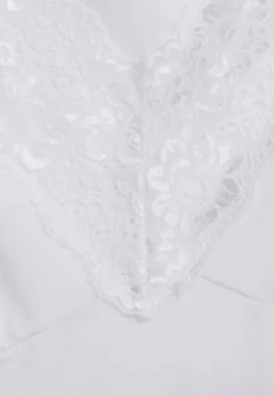 Biały Top Bawełniany z Ozdobną Koronką Kamlyn