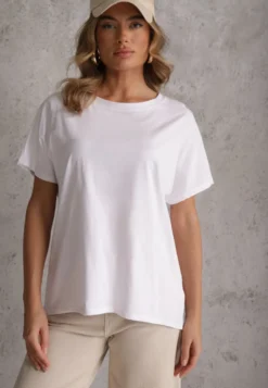 Biały T-shirt Basic Oversize z Bawełny Elusis