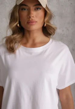Biały T-shirt Basic Oversize z Bawełny Elusis