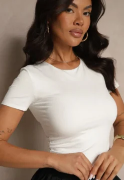 Biały T-shirt Cropped z Wiskozą Efranessa