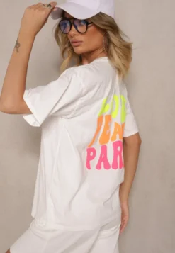Biały T-shirt z Bawełny i Nadrukiem Xalauri