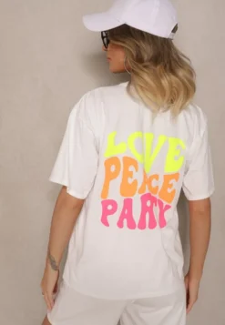 Biały T-shirt z Bawełny i Nadrukiem Xalauri