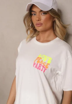 Biały T-shirt z Bawełny i Nadrukiem Xalauri