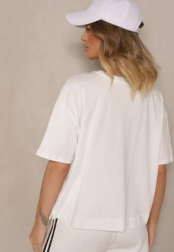 Biały T-shirt z Bawełny z Cyrkoniami Fadeola