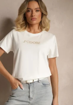 Biały T-shirt z Bawełny z Napisem Nalothra