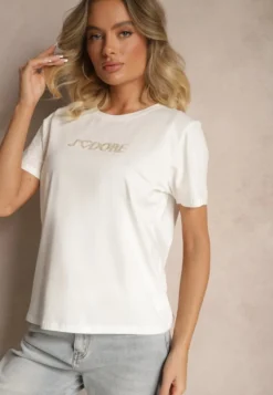 Biały T-shirt z Bawełny z Napisem Nalothra