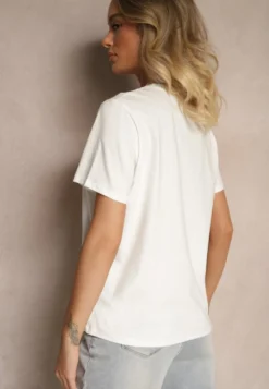 Biały T-shirt z Bawełny z Napisem Nalothra