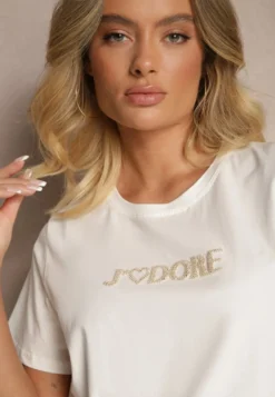 Biały T-shirt z Bawełny z Napisem Nalothra