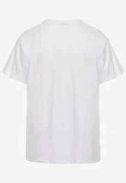 Biały T-shirt z Cyrkoniami w Różnych Kolorach Varcia