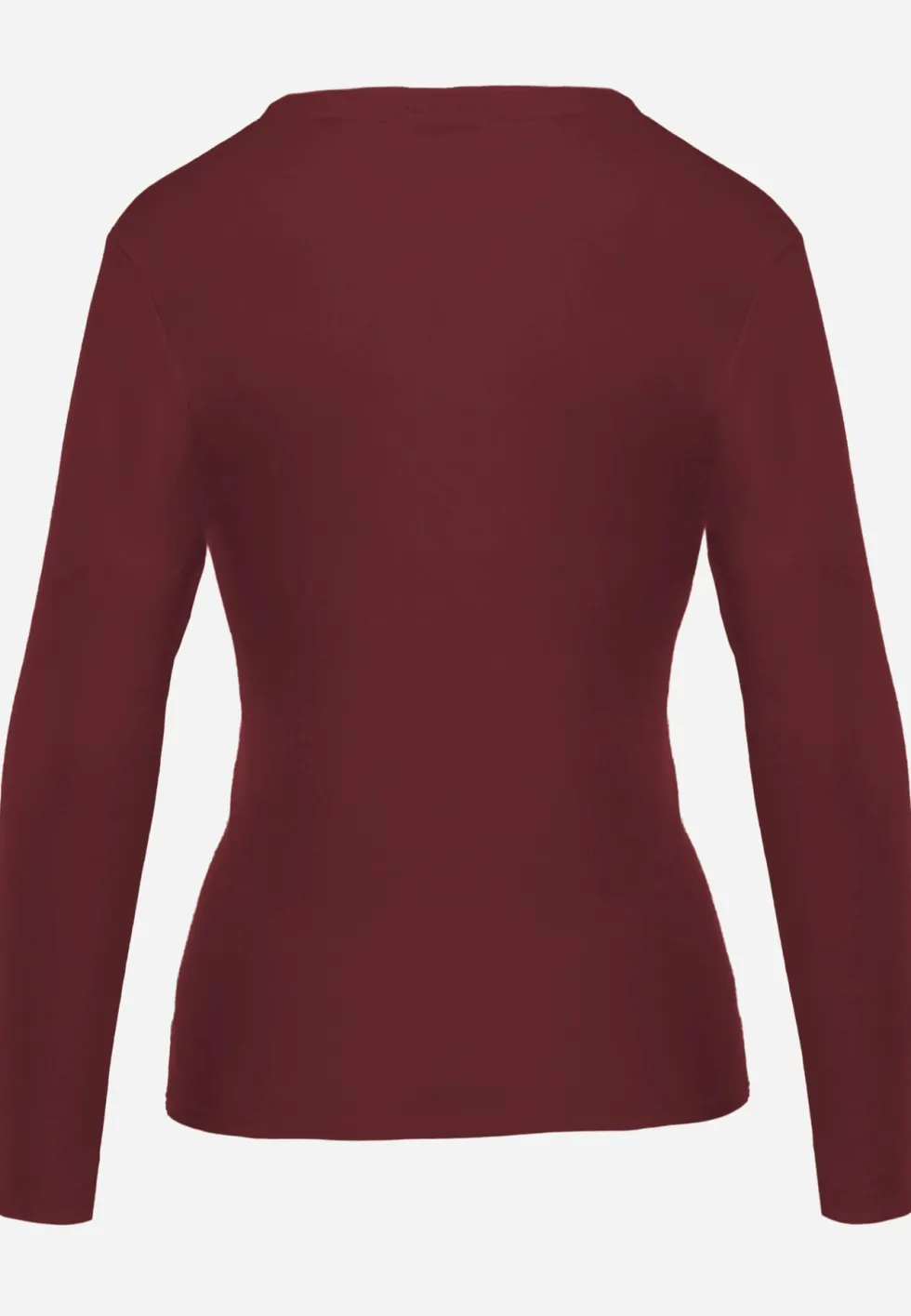 Bordowa Bluzka Basic o Fasonie Typu Longsleeve z Delikatnym Ociepleniem Kuarta