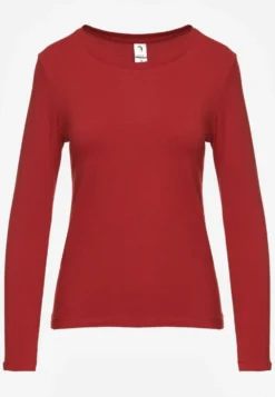 Bordowa Bluzka Bawełniana Typu Longsleeve Mialoraea