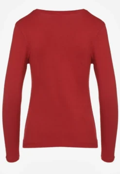 Bordowa Bluzka Bawełniana Typu Longsleeve Mialoraea