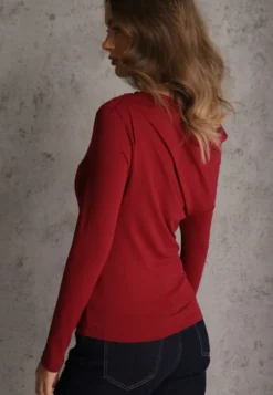 Bordowa Bluzka Longsleeve Vices z Asymetrycznym Dekoltem Fertie