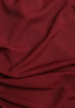 Bordowa Bluzka Longsleeve z Marszczonymi Detalami Eslira