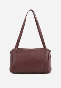 Bordowa Torebka na Ramię Typu Bowling Bag z Dodatkowym Paskiem Ventosia