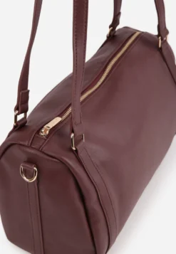 Bordowa Torebka na Ramię Typu Bowling Bag z Dodatkowym Paskiem Ventosia